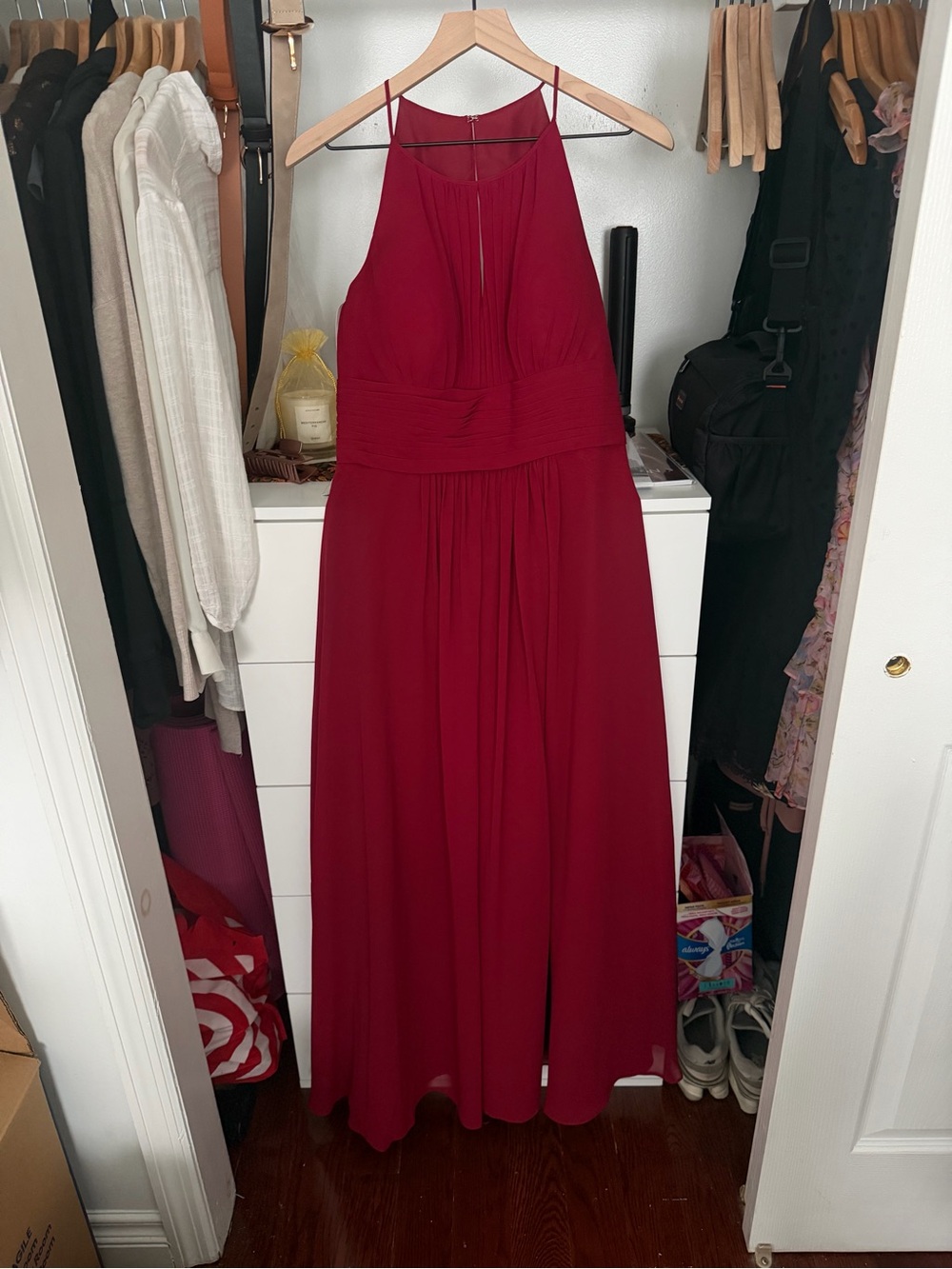 Azazie Burgundy Chiffon bridesmaid dress